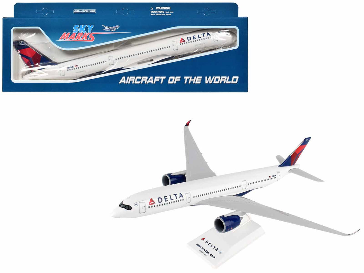 Airbus A350 Commercial Aircraft "Delta Air Lines" (N501DN) White with Red and Blue Tail (Snap-Fit) 1/200 Plastic Model by Skymarks