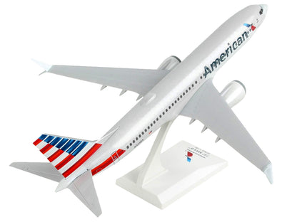 Boeing 737 MAX 8 Commercial Aircraft with Wi-Fi Dome "American Airlines" (N240SY) Gray with Red and Blue Tail (Snap-Fit) 1/130 Plastic Model by Skymarks