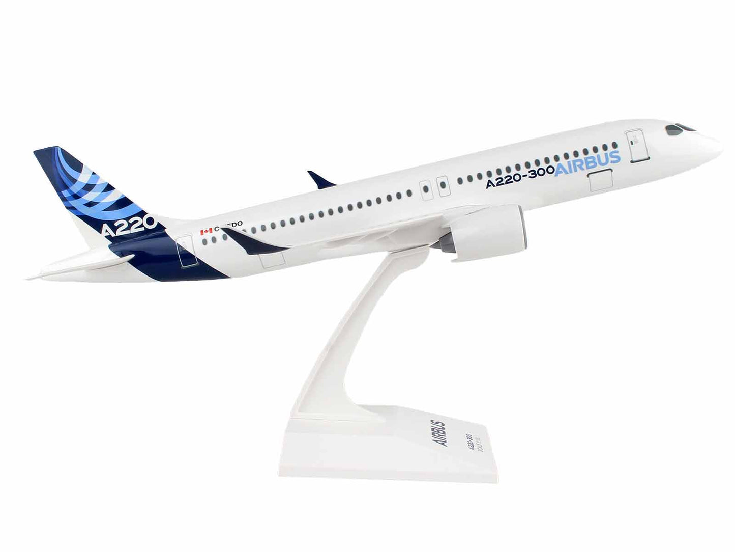 Airbus A220-300 Commercial Aircraft "Airbus" (C-FFDO) White with Blue Tail (Snap-Fit) 1/100 Plastic Model by Skymarks