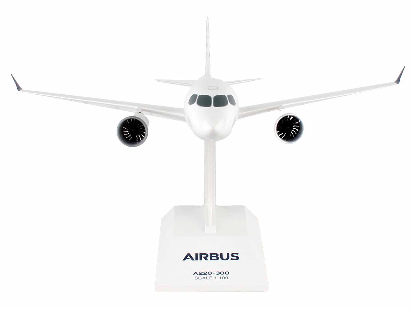 Airbus A220-300 Commercial Aircraft "Airbus" (C-FFDO) White with Blue Tail (Snap-Fit) 1/100 Plastic Model by Skymarks