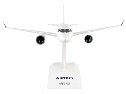 Airbus A220-300 Commercial Aircraft "Airbus" (C-FFDO) White with Blue Tail (Snap-Fit) 1/100 Plastic Model by Skymarks