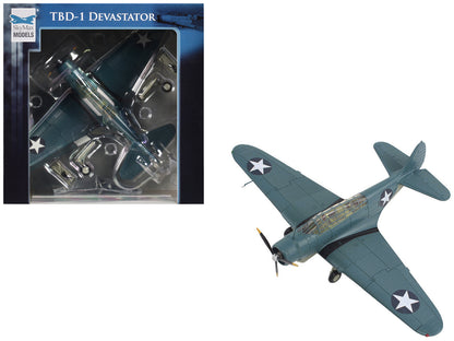 Douglas TBD-1 Devastator Bomber Aircraft "Battle of Midway Lt Cdr EE Lindsey VT-6 USS Enterprise" (1942) United States Navy "SkyMax Models" Series 1/72 Diecast Model by Hobby Master