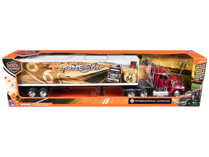 International LoneStar Truck Red Metallic with Trailer "Route 66" "Long Haul Trucker" Series 1/43 Diecast Model by New Ray