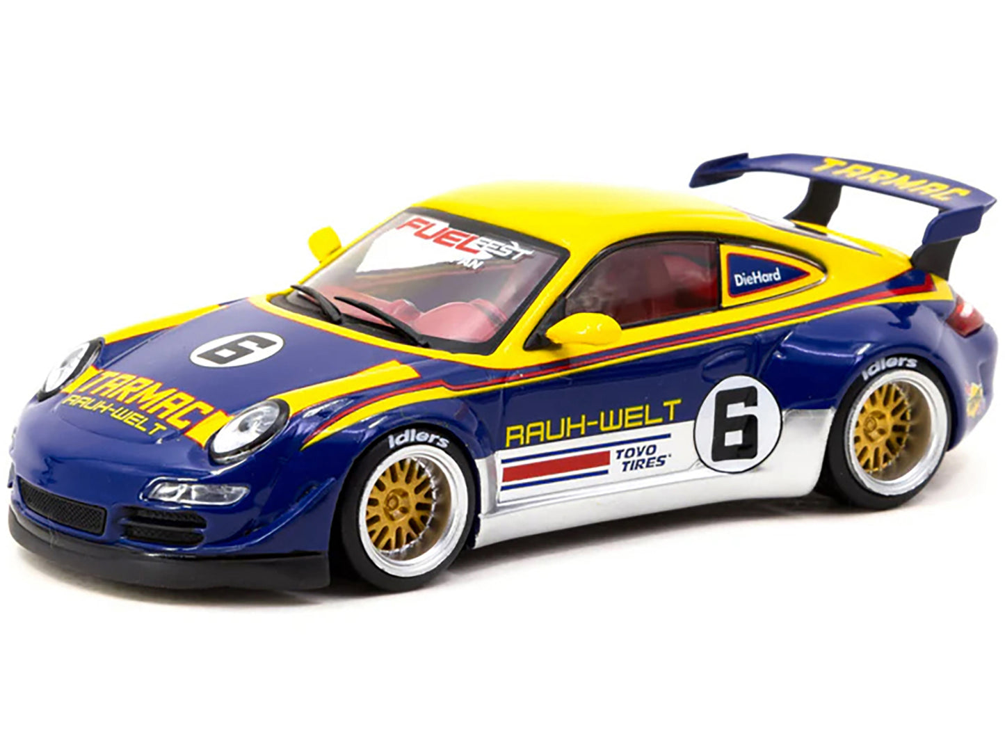 RWB 997 #6 Blue Metallic and Yellow with Graphics "FuelFest Tokyo 2023" "Hobby43" Series 1/43 Diecast Model Car by Tarmac Works