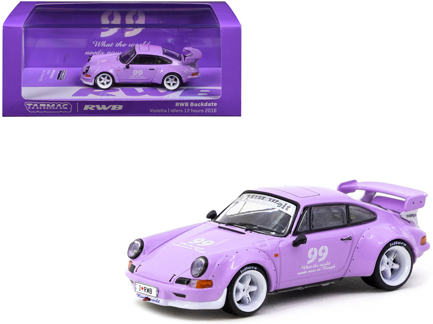 RWB Backdate #99 Violetta Purple "Idlers 12 hours" (2016) "Hobby64" Series 1/64 Diecast Model Car by Tarmac Works