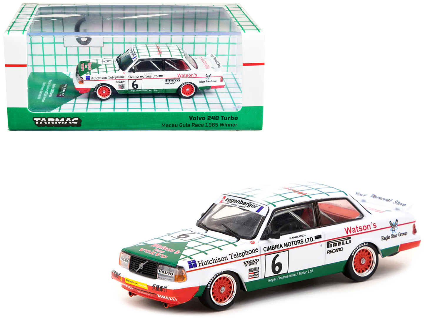 Volvo 240 Turbo #6 Gianfranco Brancatelli Winner "Macau Guia Race" (1985) "Hobby64" Series 1/64 Diecast Model Car by Tarmac Works