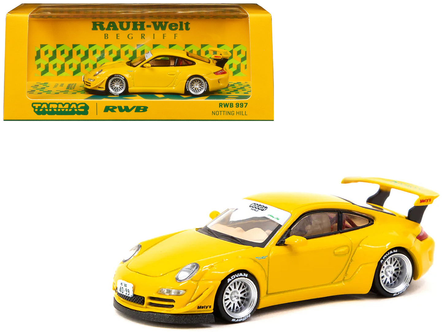 RWB 997 Yellow "Notting Hill" "Hobby64" Series 1/64 Diecast Model Car by Tarmac Works