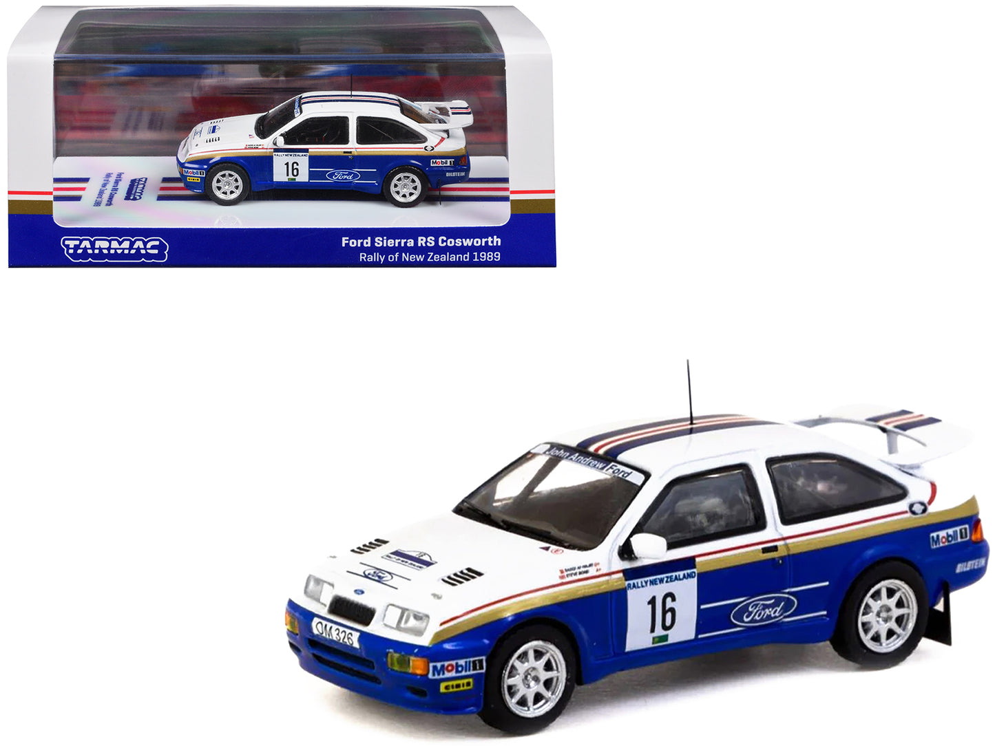 Ford Sierra RS Cosworth #16 Saeed Al-Hajri - Steve Bond "Rally of New Zealand" (1989) "Hobby64" Series 1/64 Diecast Model Car by Tarmac Works