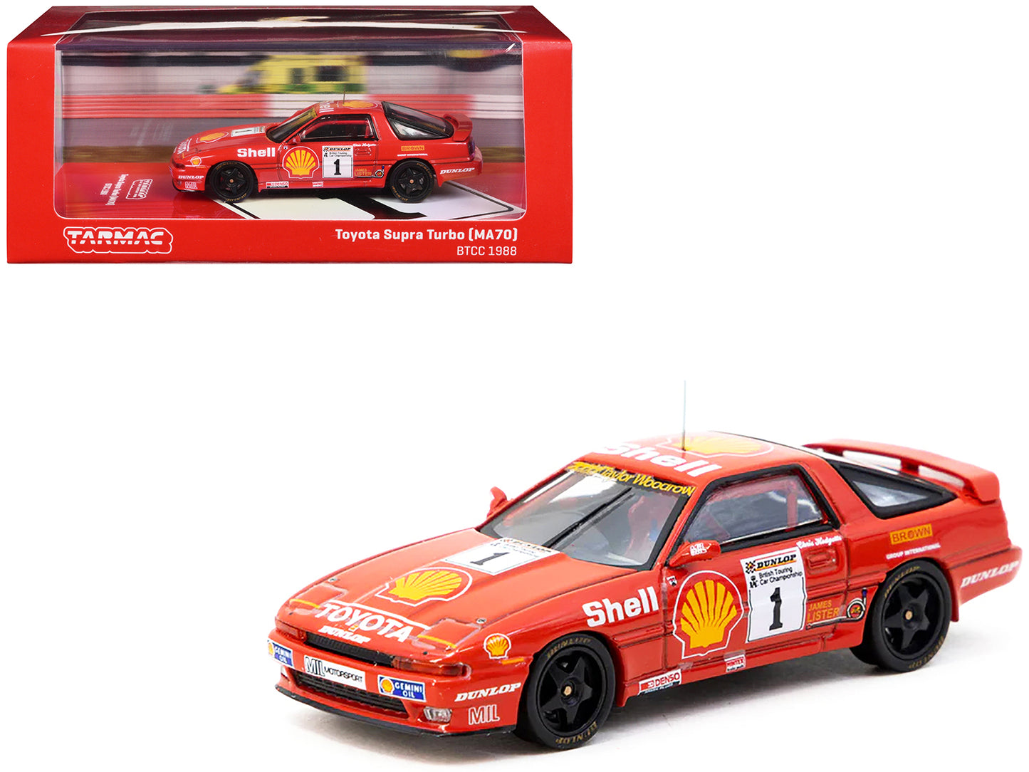 Toyota Supra Turbo (MA70) RHD (Right Hand Drive) #1 Chris Hodgetts "British Touring Car Championship" (1988) "Hobby64" Series 1/64 Diecast Model Car by Tarmac Works