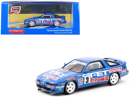 Toyota Supra Turbo (MA70) RHD (Right Hand Drive) #3 Geoff Lees "Macau Guia Race" (1989) Special Edition "Hobby64" Series 1/64 Diecast Model Car by Tarmac Works