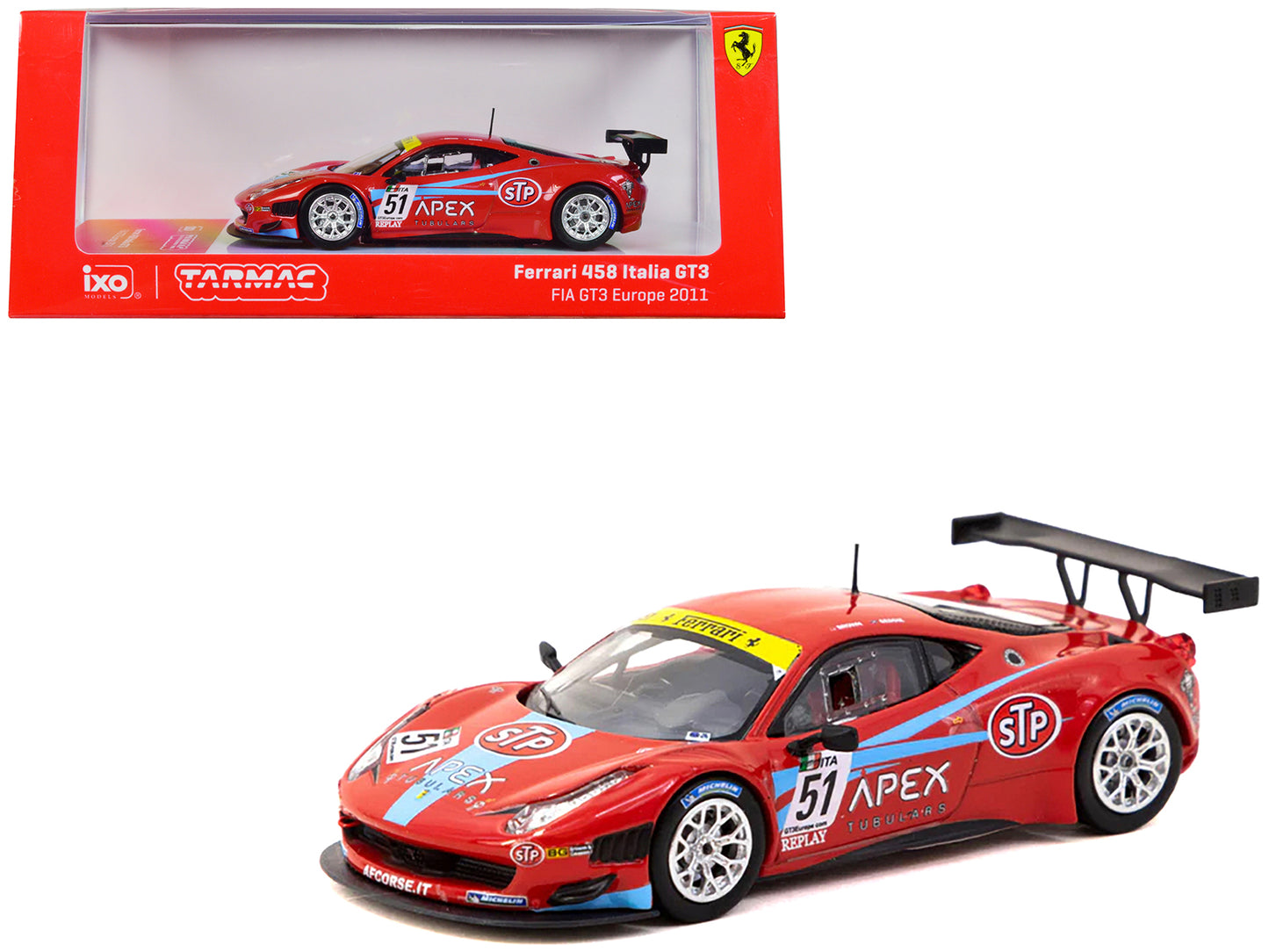 Ferrari 458 Italia GT3 #51 Daniel Brown - Glynn Geddie "FIA GT3 European Championship" (2011) "Hobby64" Series 1/64 Diecast Model Car by Tarmac Works