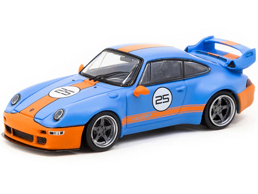 Gunther Werks 993 #25 Blue with Orange Stripes "Hobby64" Series 1/64 Diecast Model Car by Tarmac Works