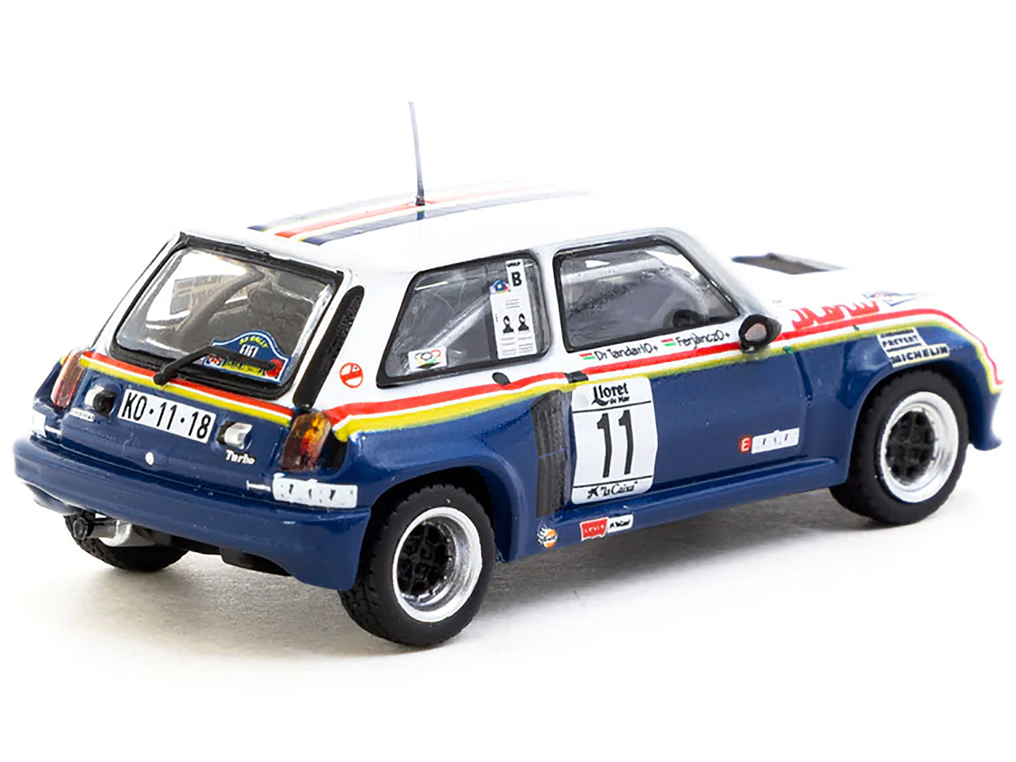 Renault 5 Turbo #11 Attila Ferjancz - Janos Tandari "Rothmans Racing" "Rally Costa Brava" (1985) "Hobby64" Series 1/64 Diecast Model by Tarmac Works