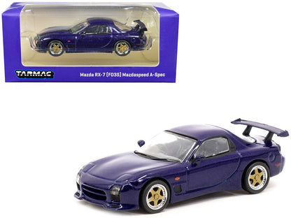 Mazda RX-7 FD3S Mazdaspeed A-Spec RHD (Right Hand Drive) Innocent Blue Mica "Global64" Series 1/64 Diecast Model Car by Tarmac Works