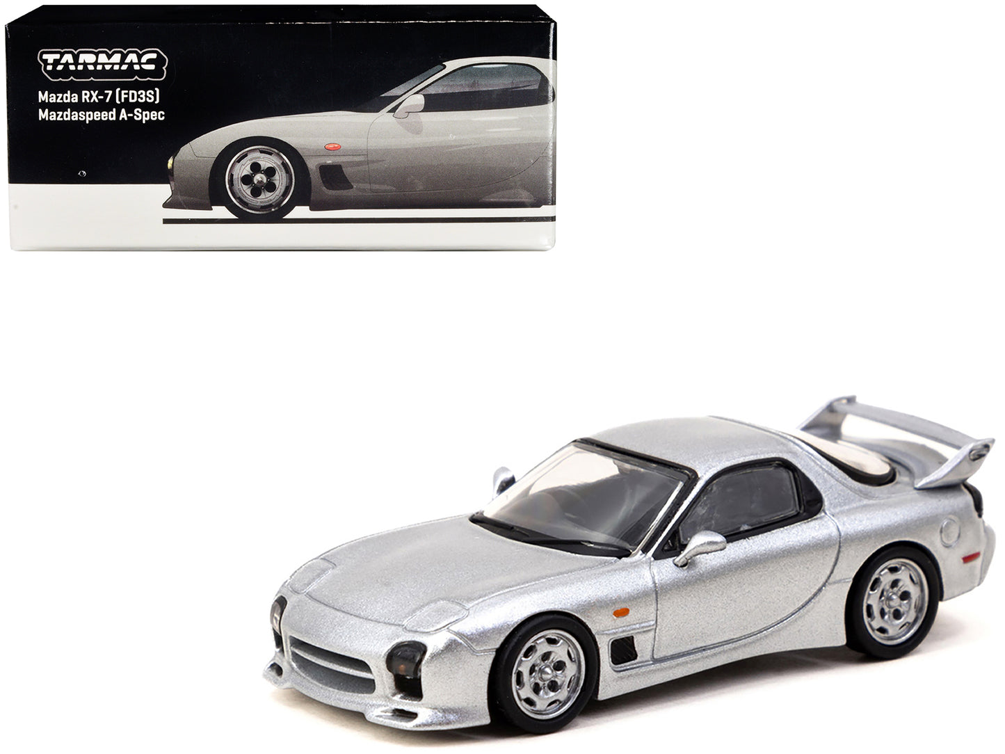 Mazda RX-7 (FD3S) Mazdaspeed A-Spec RHD (Right Hand Drive) Silver Stone Metallic "Global64" Series 1/64 Diecast Model Car by Tarmac Works