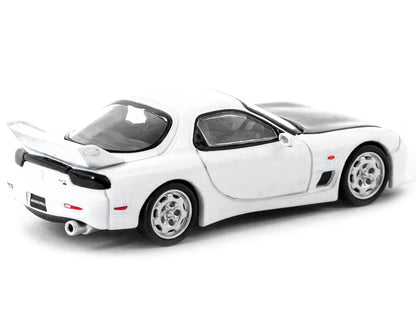 Mazda RX-7 (FD3S) Mazdaspeed A-Spec RHD (Right Hand Drive) Chaste White with Carbon Hood "Global64" Series 1/64 Diecast Model Car by Tarmac Works