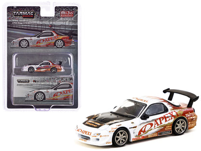 Mazda RX-7 FD Stage-D "A'PEXi" RHD (Right Hand Drive) White with Graphics "Global64" Series 1/64 Diecast Model by Tarmac Works