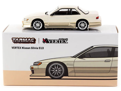 Nissan Silvia (S13) Vertex RHD (Right Hand Drive) White and Gold "Lamley Special Edition" "Global64" Series 1/64 Diecast Model by Tarmac Works