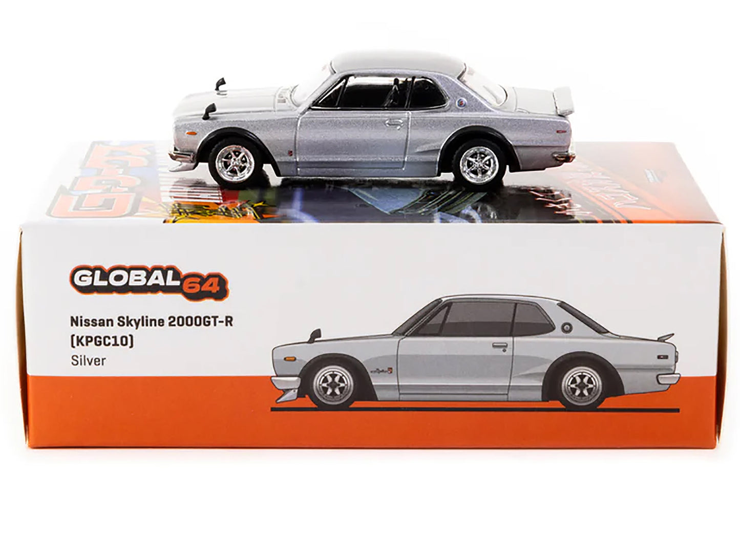 Nissan Skyline 2000 GT-R (KPGC10) RHD (Right Hand Drive) Silver Metallic "Japan Special Edition" "Global64" Series 1/64 Diecast Model by Tarmac Works