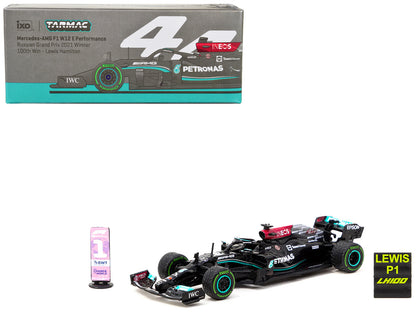 Mercedes-AMG F1 W12 E Performance #44 Lewis Hamilton Winner "Formula One F1 Russian GP" (2021) "100th Win" with Number Board "Global64" Series 1/64 Diecast Model Car by Tarmac Works