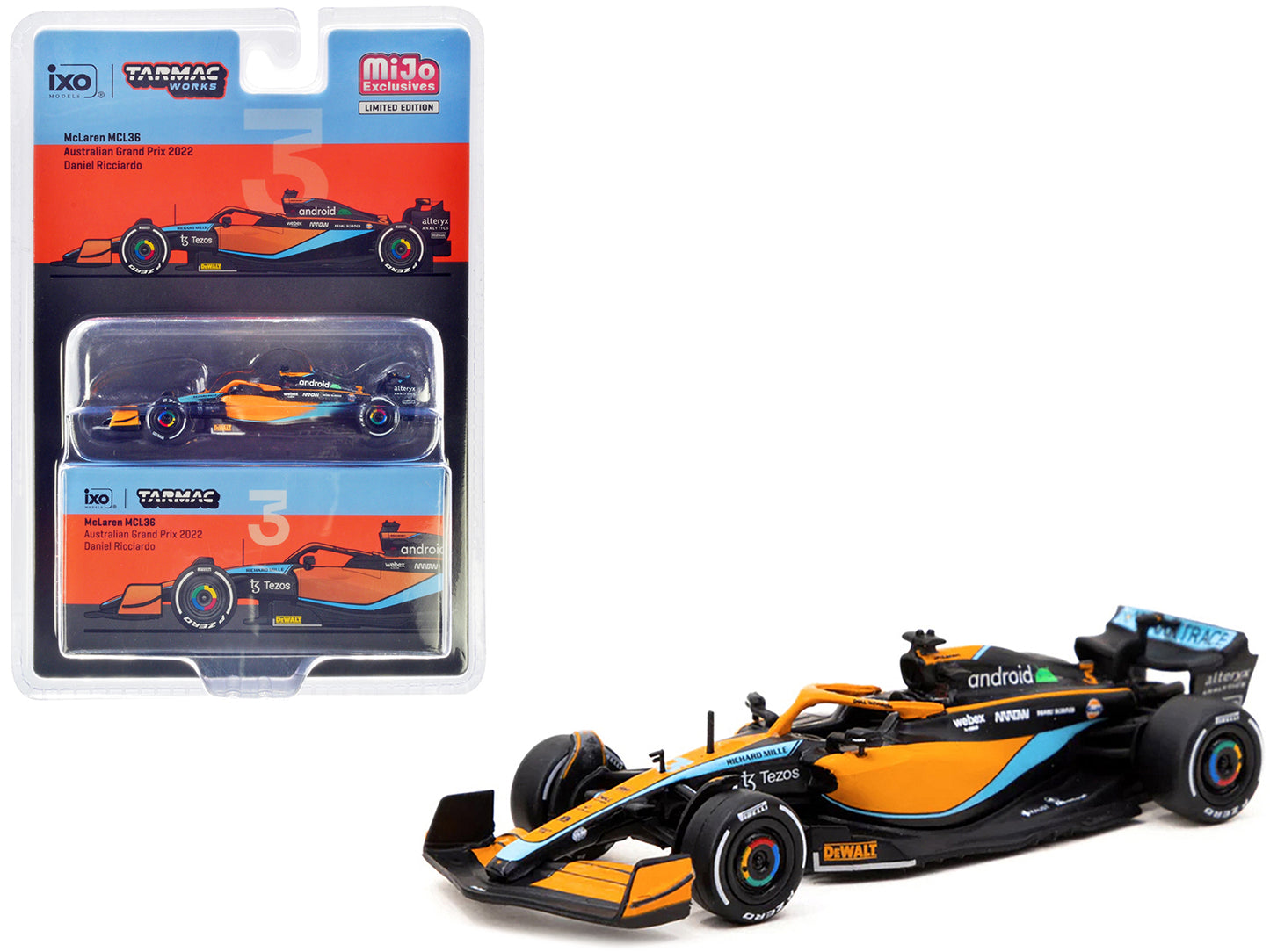 McLaren MCL36 #3 Daniel Ricciardo Formula One F1 "Australian GP" (2022) "Global64" Series 1/64 Diecast Model Car by Tarmac Works