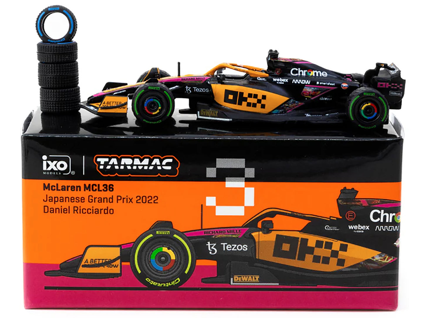 McLaren MCL36 #3 Daniel Ricciardo Formula One F1 "Japanese GP" (2022) "Global64" Series 1/64 Diecast Model Car by Tarmac Works