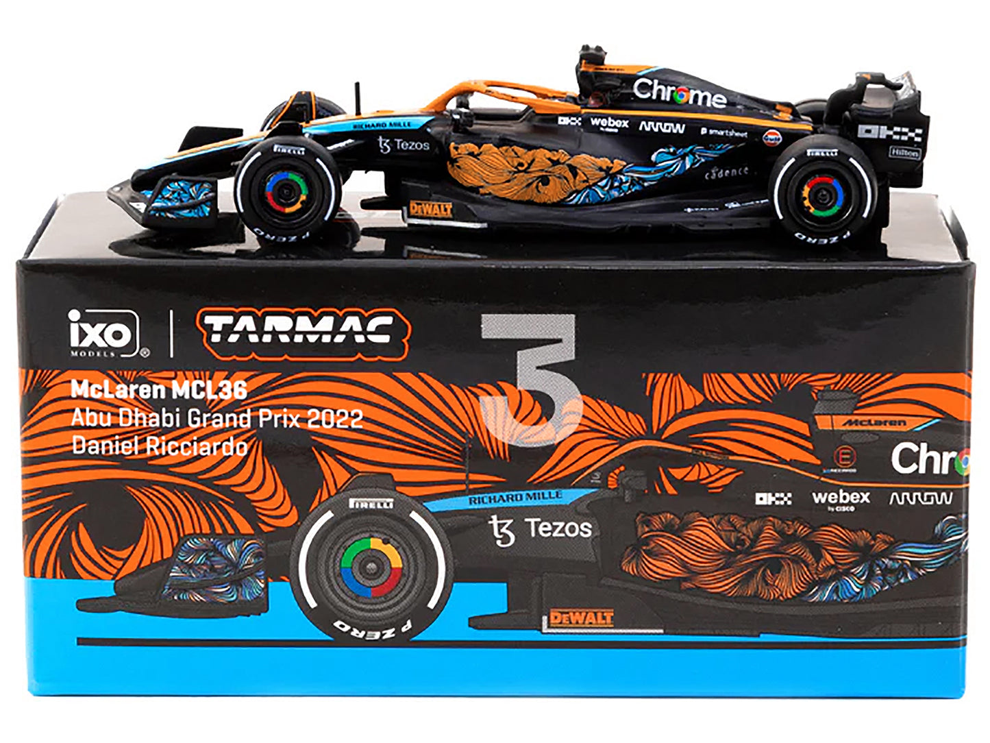 McLaren MCL36 #3 Daniel Ricciardo Formula One F1 "Abu Dhabi GP" (2022) "Global64" Series 1/64 Diecast Model by Tarmac Works