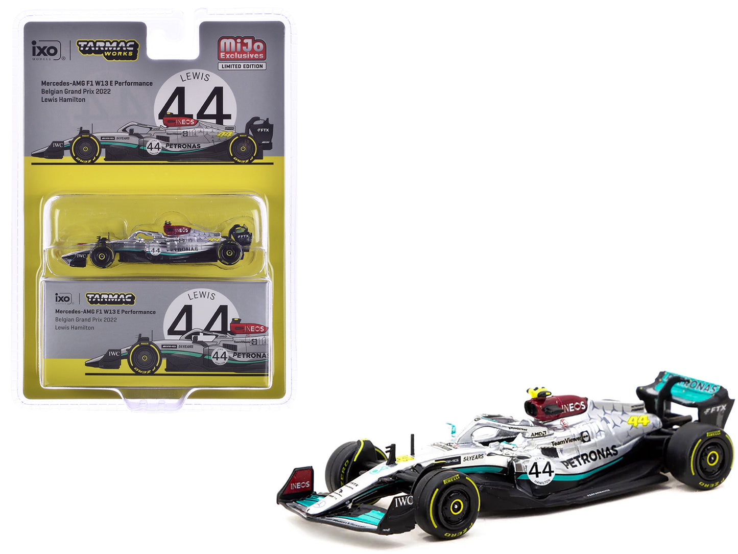 Mercedes-AMG F1 W13 E Performance #44 Lewis Hamilton Formula One F1 "Belgian GP" (2022) "Global64" Series 1/64 Diecast Model Car by Tarmac Works