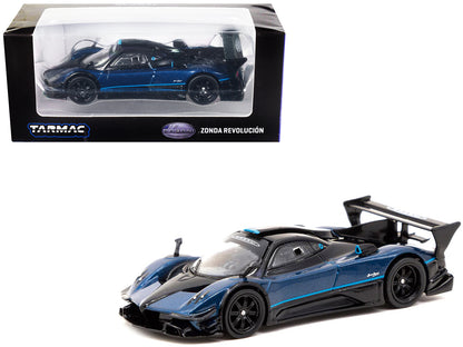 Pagani Zonda Revolucion Blue Metallic and Black with Light Blue Stripes "Global64" Series 1/64 Diecast Model Car by Tarmac Works