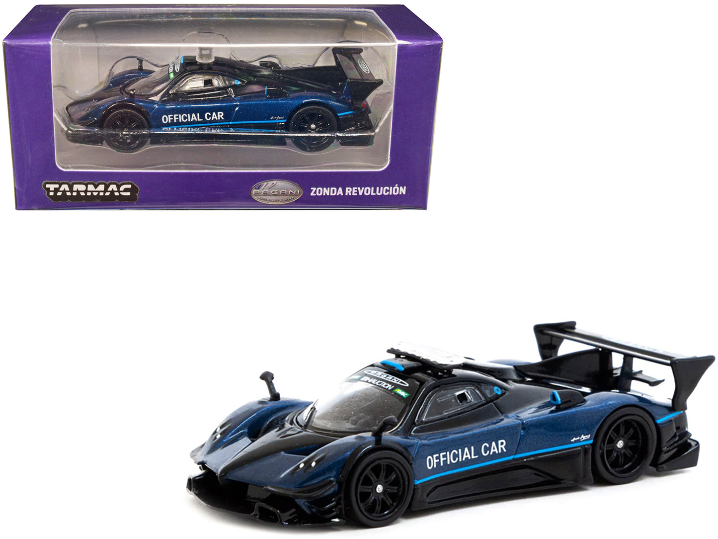 Pagani Zonda Revolucion Blue Metallic and Black "Official Car Suzuka 10 Hours" (2019) "Global64" Series 1/64 Diecast Model Car by Tarmac Works