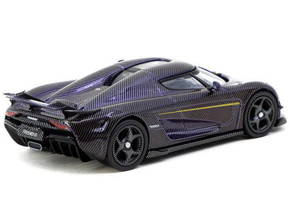 Koenigsegg Regera Purple Carbon Fiber with Gold Stripes "Global64" Series 1/64 Diecast Model by Tarmac Works