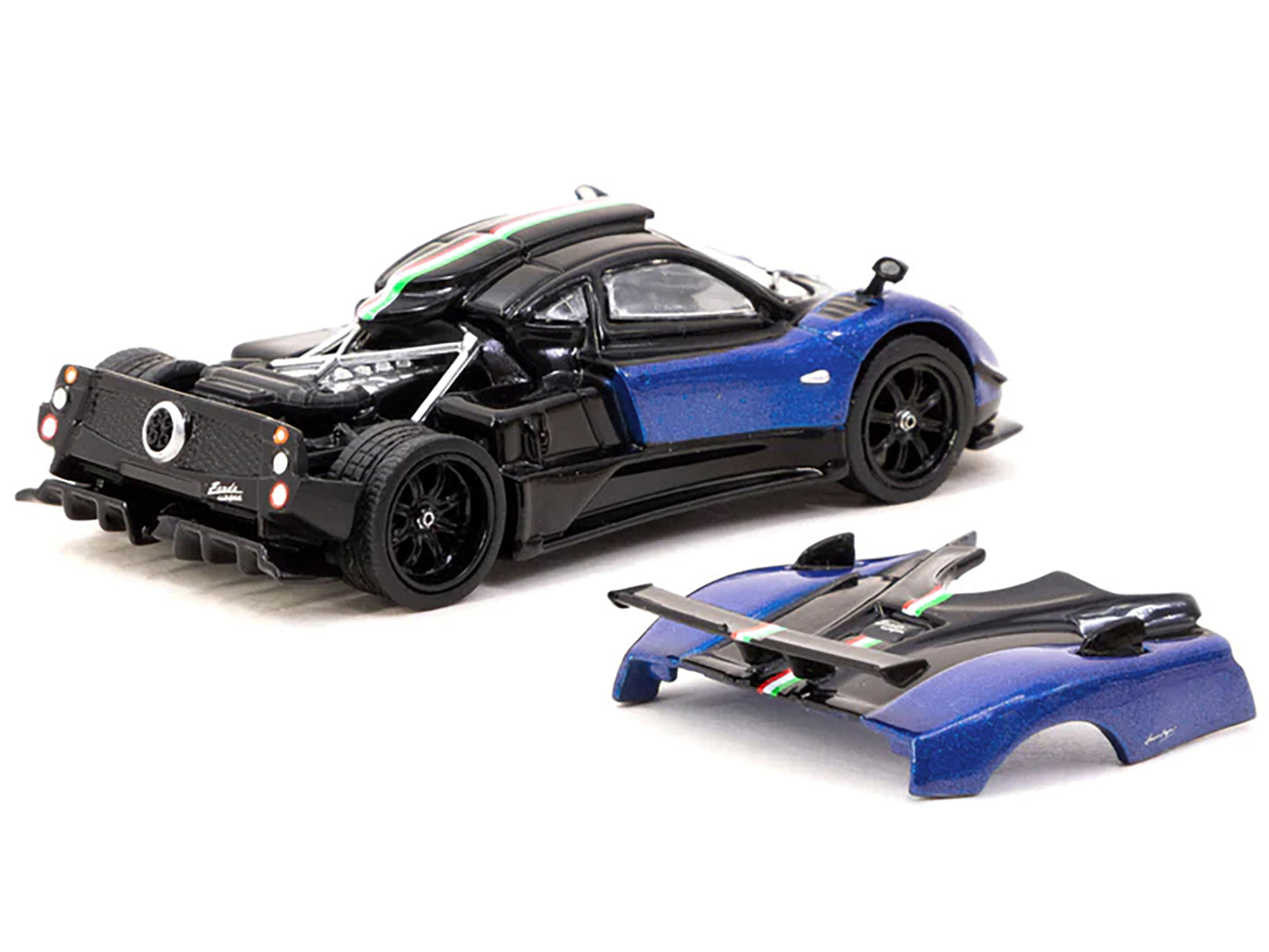 Pagani Zonda Cinque Bianco Blu Francia Blue Metallic and Black "Global64" Series 1/64 Diecast Model by Tarmac Works