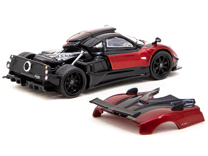 Pagani Zonda Cinque Bianco Rosso Dubai Red Metallic and Black "Global64" Series 1/64 Diecast Model by Tarmac Works