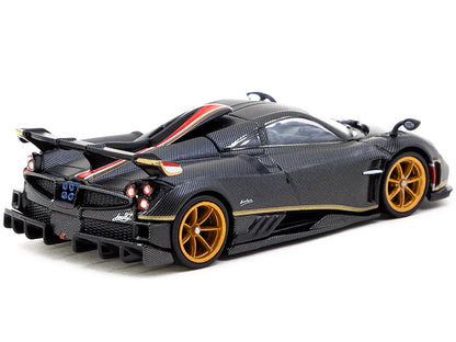 Pagani Imola Matt Black Carbon Fiber with Red Stripe "Global64" Series 1/64 Diecast Model by Tarmac Works