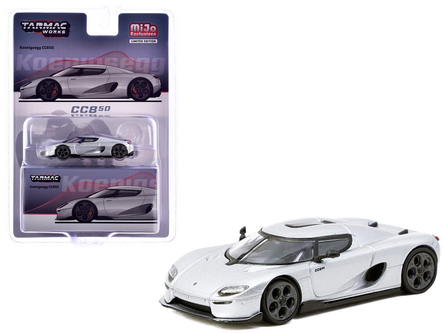 Koenigsegg CC850 Silver Metallic "Global64" Series 1/64 Diecast Model by Tarmac Works