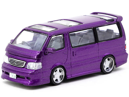 Toyota Hiace Wagon Custom Van RHD (Right Hand Drive) Purple Metallic "Road64" Series 1/64 Diecast Model Car by Tarmac Works