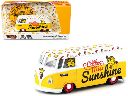 Volkswagen Type II (T1) Panel Van "Little Miss Sunshine" Yellow and White "Mr. Men & Little Miss" "Collab64" Series 1/64 Diecast Model Car by Schuco & Tarmac Works