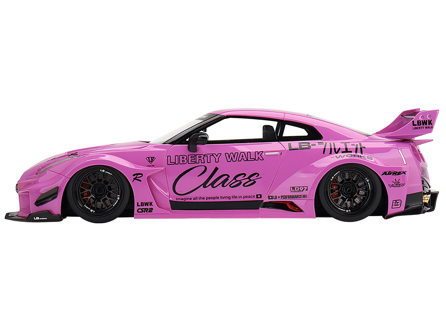 Nissan 35GT-RR Ver. 1 LB-Silhouette Works GT RHD (Right Hand Drive) "Class" Pink with Graphics 1/18 Model Car by Top Speed