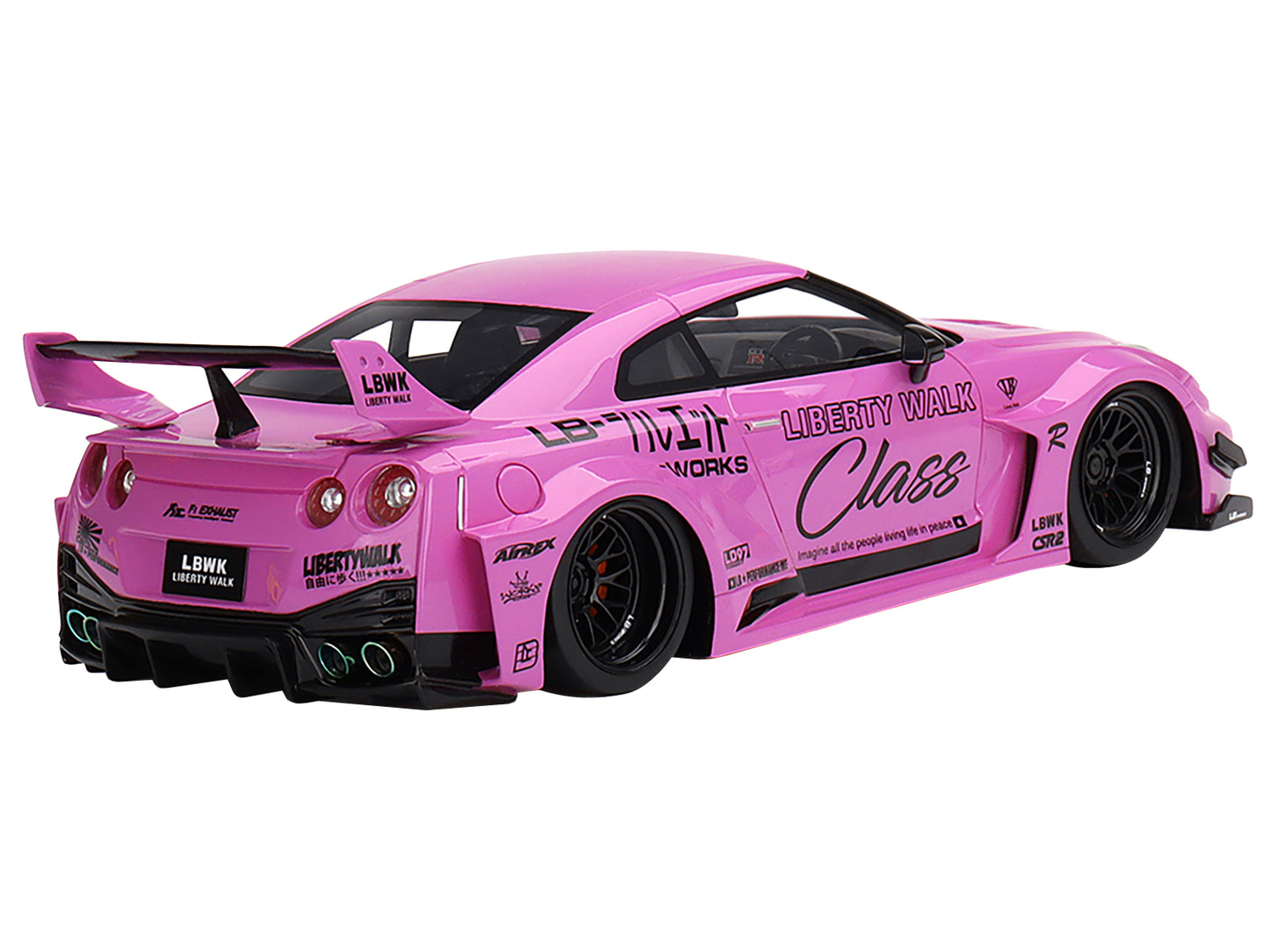 Nissan 35GT-RR Ver. 1 LB-Silhouette Works GT RHD (Right Hand Drive) "Class" Pink with Graphics 1/18 Model Car by Top Speed