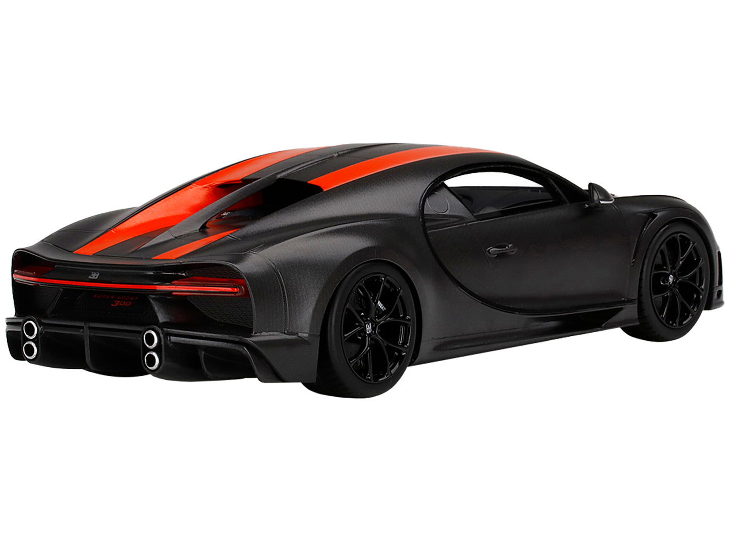 Bugatti Chiron Super Sport 300+ Matt Black with Orange Stripes "World Record 304.773 mph" 1/18 Model Car by Top Speed