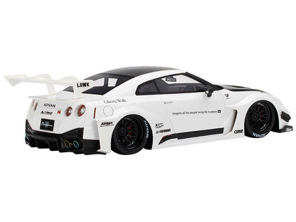 Nissan 35GT-RR Ver. 2 LB-Silhouette Works GT RHD (Right Hand Drive) White with Black Hood and Top 1/18 Model Car by Top Speed