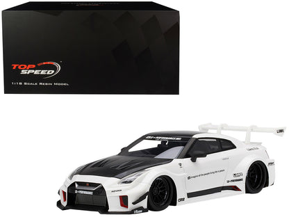 Nissan 35GT-RR Ver. 2 LB-Silhouette Works GT RHD (Right Hand Drive) White with Black Hood and Top 1/18 Model Car by Top Speed