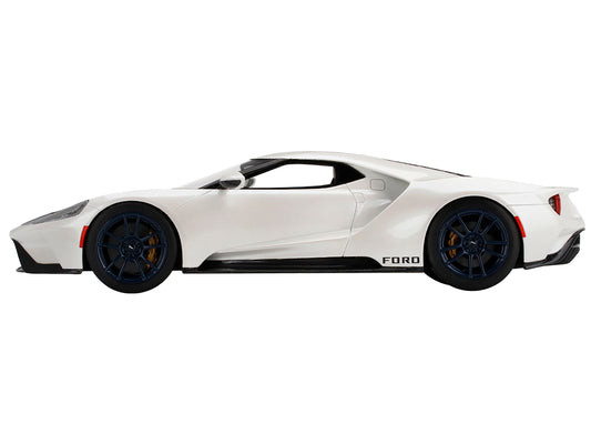 Ford GT "1964 Prototype Heritage Edition" White with Dark Blue Hood and Stripe 1/18 Model Car by Top Speed