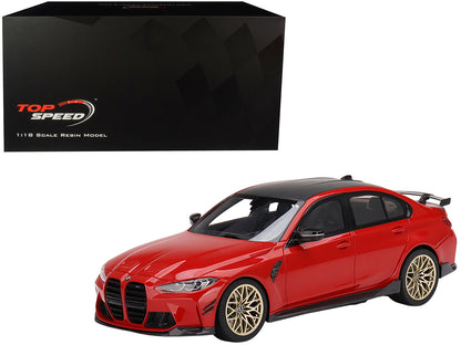 BMW M3 M-Performance (G80) Toronto Red Metallic with Carbon Top 1/18 Model Car by Top Speed