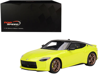 2023 Nissan Z Proto Spec Ikazuchi Yellow with Black Top 1/18 Model Car by Top Speed