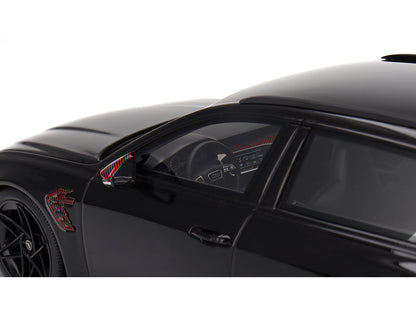 Audi RS6 ABT "Johann Abt Signature Edition" Black with Red Carbon Accents 1/18 Model Car by Top Speed