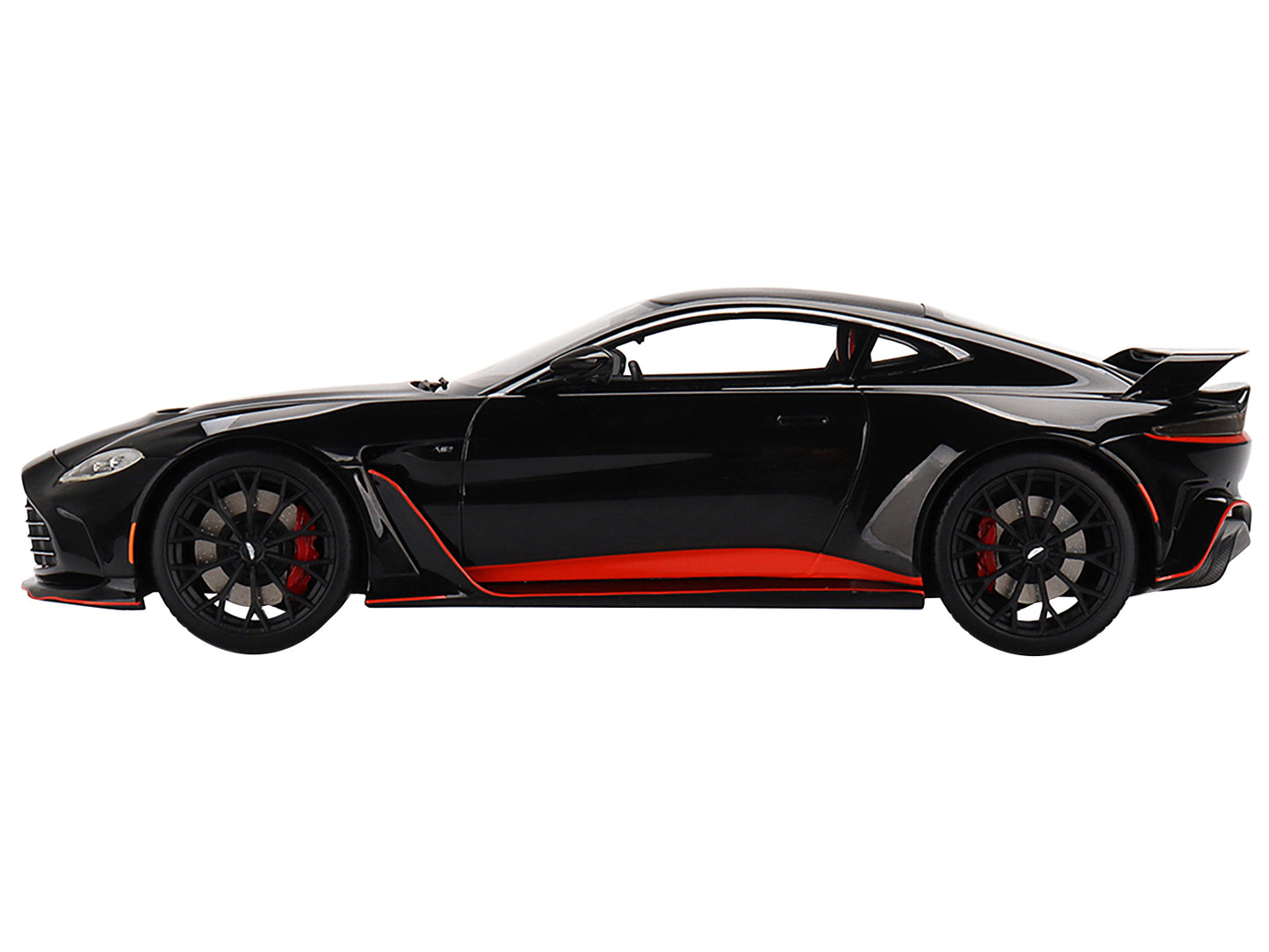 Aston Martin V12 Vantage RHD (Right Hand Drive) Jet Black with Red Accents 1/18 Model Car by Top Speed