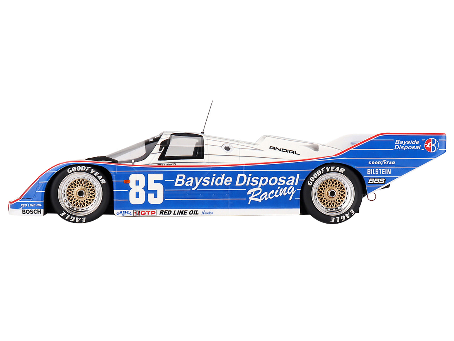 Porsche 962 #85 Klaus Ludwig "Bayside Disposal Racing" Winner "IMSA Laguna Seca 300 Kilometres" (1987) 1/18 Model Car by Top Speed