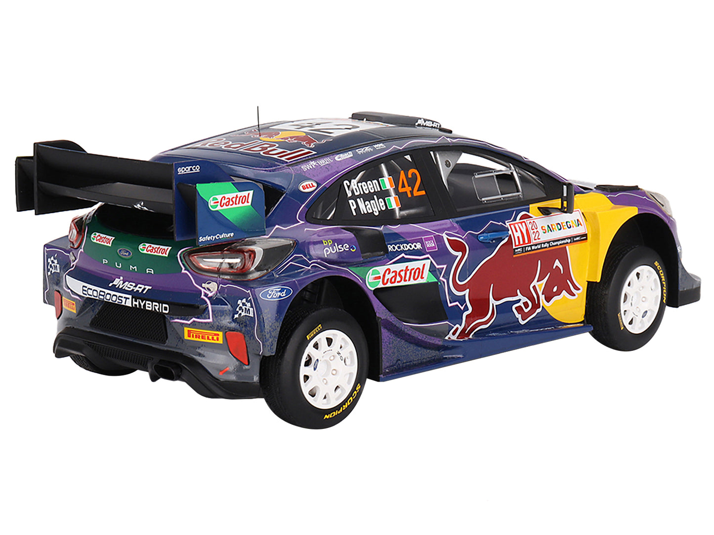 Ford Puma Rally1 #42 Craig Breen - Paul Nagle "M-Sport Ford WRT" 2nd Place "Rally Italia Sardegna" (2022) 1/18 Model Car by Top Speed