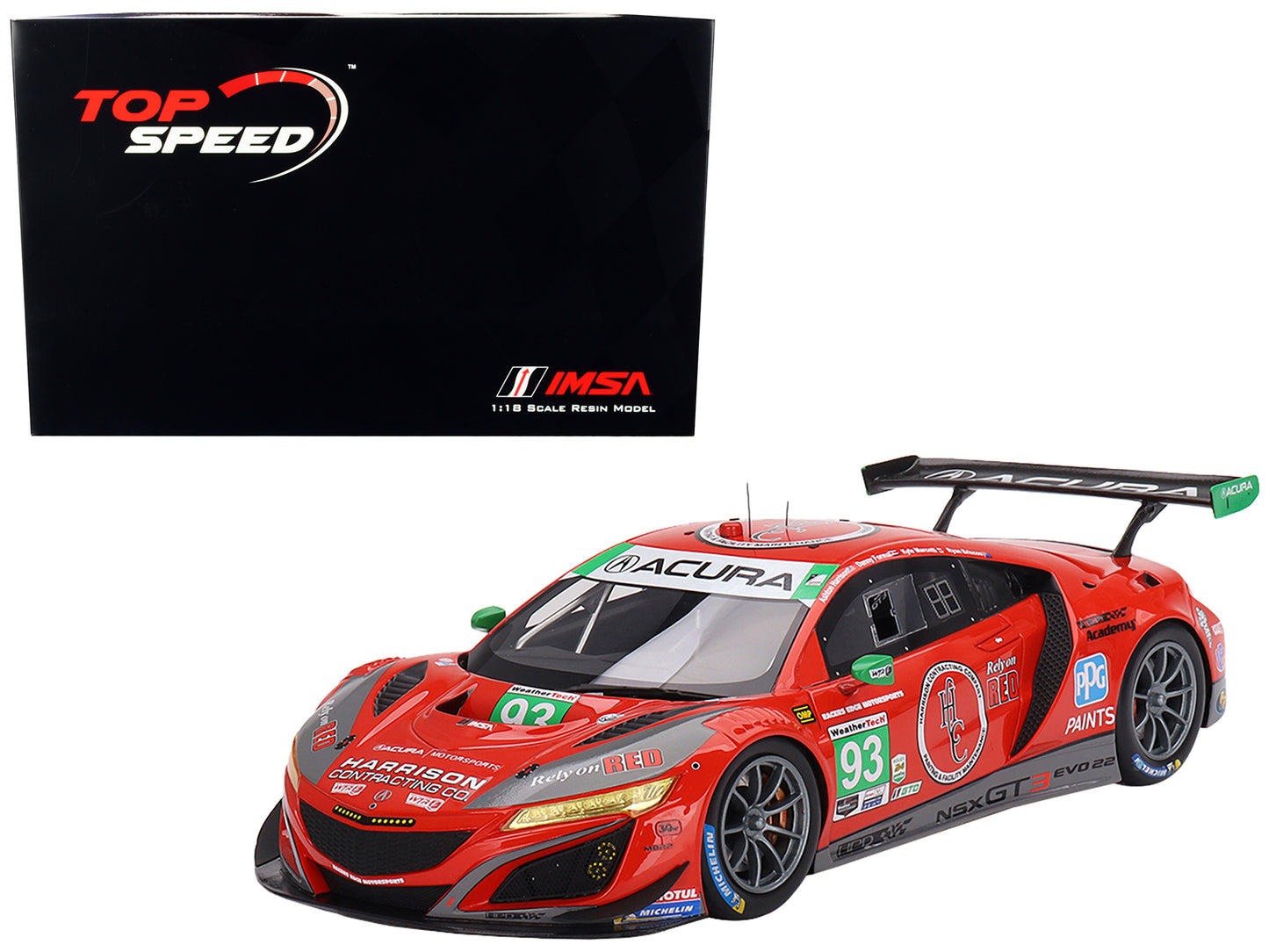 Acura NSX GT3 EVO22 #93 Ryan Briscoe - Danny Formal - Ashton Harrison - Kyle Marcelli "Racers Edge Motorsports with WTRAndretti" IMSA "24 Hours of Daytona" (2023) 1/18 Model Car by Top Speed